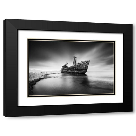 The Last Titan Black Modern Wood Framed Art Print with Double Matting by Digalakis, George