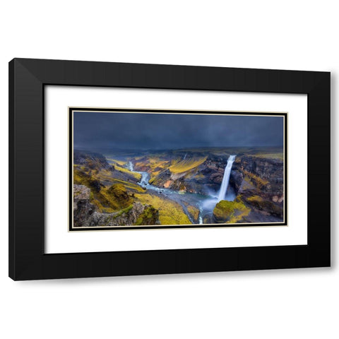 Iceland Waterfall Black Modern Wood Framed Art Print with Double Matting by Bian, James