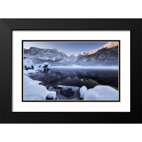 Winter Morning Black Modern Wood Framed Art Print with Double Matting by Krivec, Ales