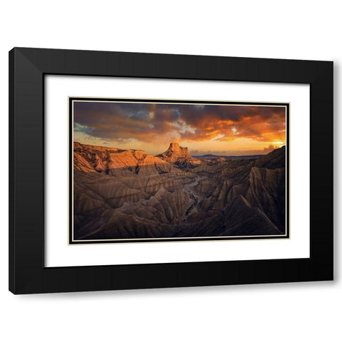 Badlands-Bardenas Reales Black Modern Wood Framed Art Print with Double Matting by Martin Castan, David