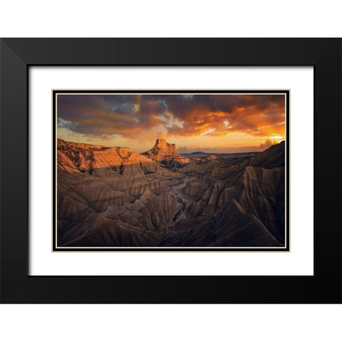 Badlands-Bardenas Reales Black Modern Wood Framed Art Print with Double Matting by Martin Castan, David