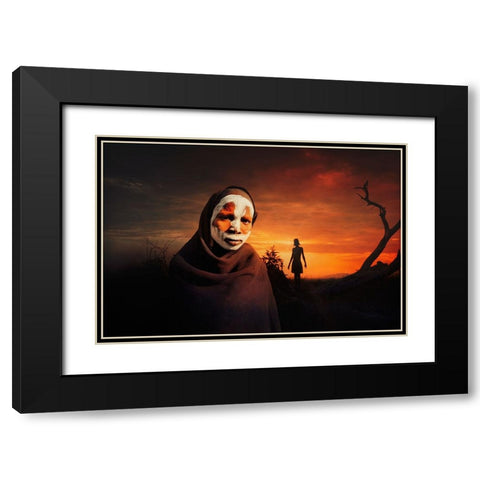 Orange Suri Composition Black Modern Wood Framed Art Print with Double Matting by Yosifov, Svetlin