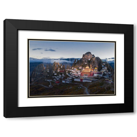 Triten Norbutse Black Modern Wood Framed Art Print with Double Matting by Simoon