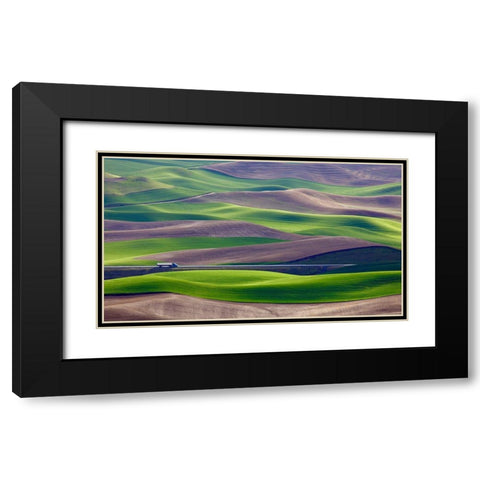 Driving In The Wheat Field At Palouse Black Modern Wood Framed Art Print with Double Matting by Gao, Danny