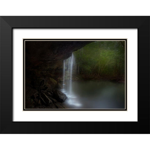 Hidden Waterfalls Black Modern Wood Framed Art Print with Double Matting by Zhang, Yan