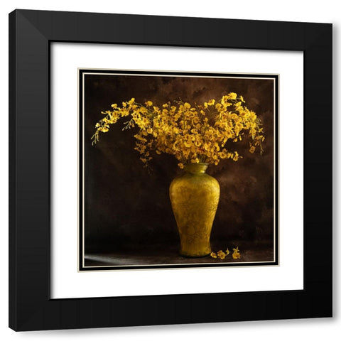Yellow Vase Black Modern Wood Framed Art Print with Double Matting by Meng, LM
