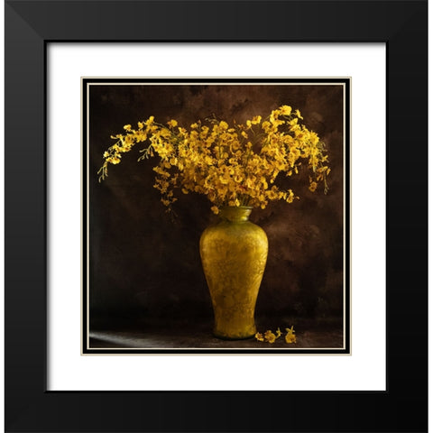 Yellow Vase Black Modern Wood Framed Art Print with Double Matting by Meng, LM