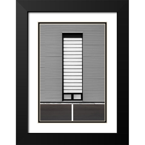 Horizontal Lines Black Modern Wood Framed Art Print with Double Matting by Endermann, Rolf