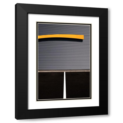 Yellow Line Black Modern Wood Framed Art Print with Double Matting by Endermann, Rolf