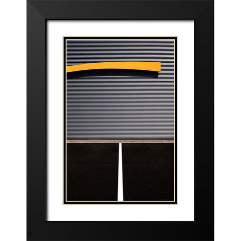Yellow Line Black Modern Wood Framed Art Print with Double Matting by Endermann, Rolf