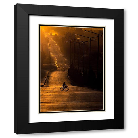 On The Way To Work Black Modern Wood Framed Art Print with Double Matting by Bagci, Emir