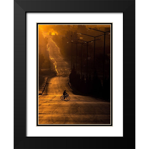 On The Way To Work Black Modern Wood Framed Art Print with Double Matting by Bagci, Emir