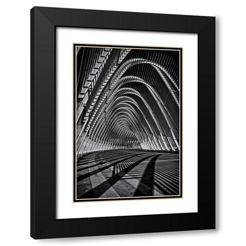 Calatrava Constraction #03 Black Modern Wood Framed Art Print with Double Matting by Logiotatides, Yiannis