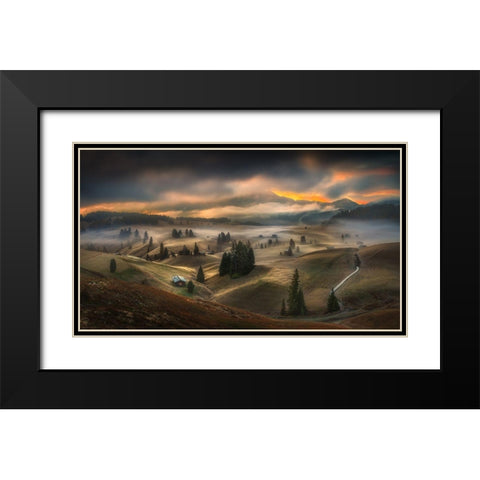 Untitled Black Modern Wood Framed Art Print with Double Matting by Rojek, Tomasz