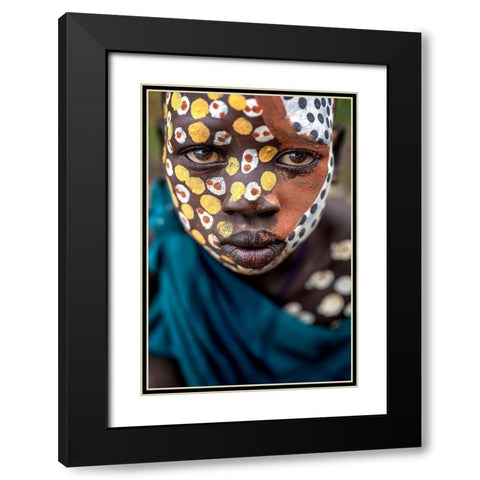 Surma Ethnic Black Modern Wood Framed Art Print with Double Matting by Giuliobertocci