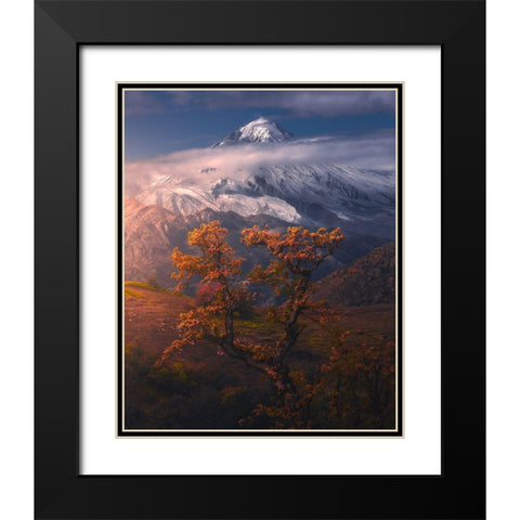 Autumnal Theme In Alborz Mountains Black Modern Wood Framed Art Print with Double Matting by Behzad, Majid
