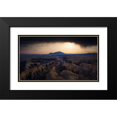 Dusk Of Badland Black Modern Wood Framed Art Print with Double Matting by Zheng, Michael