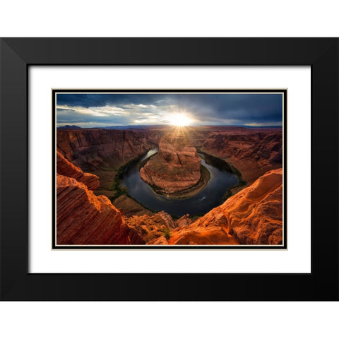 Sunset At Horseshoe Bend Black Modern Wood Framed Art Print with Double Matting by Zheng, Michael