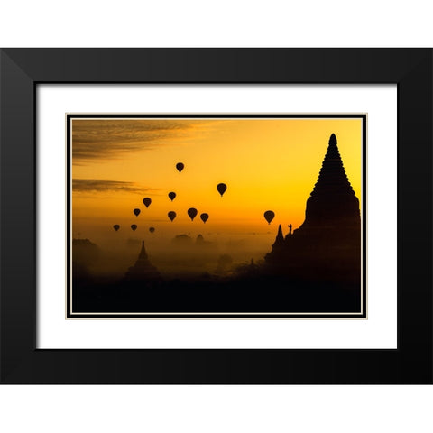 Balloons Black Modern Wood Framed Art Print with Double Matting by Ziomek, Witold