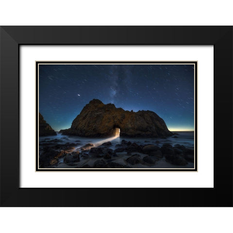 Light Splash Black Modern Wood Framed Art Print with Double Matting by Ning, Aidong