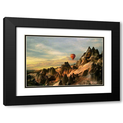 Cappadocia Black Modern Wood Framed Art Print with Double Matting by Basa, Emine