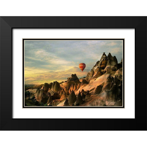 Cappadocia Black Modern Wood Framed Art Print with Double Matting by Basa, Emine