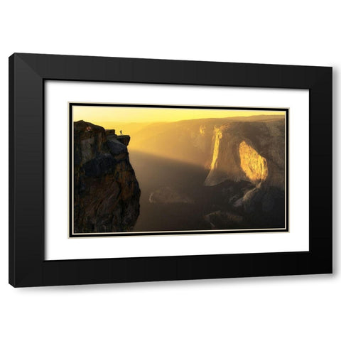 Smoky Valley Black Modern Wood Framed Art Print with Double Matting by Ning, Aidong