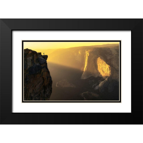 Smoky Valley Black Modern Wood Framed Art Print with Double Matting by Ning, Aidong