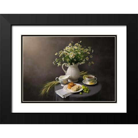 Afternoon Tea Black Modern Wood Framed Art Print with Double Matting by L., Binbin