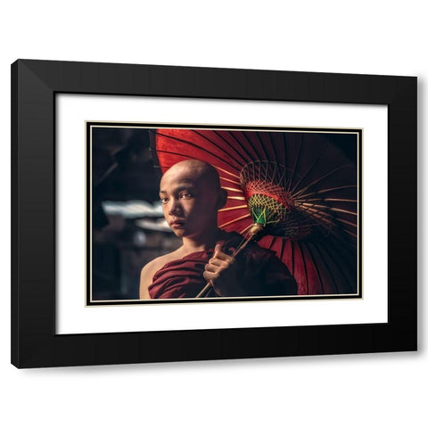 Light Of Innocence Black Modern Wood Framed Art Print with Double Matting by Rivera, Roberto