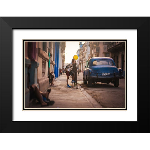 Child With The Baloon Black Modern Wood Framed Art Print with Double Matting by Negoita, Bogdan