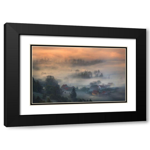 Untitled Black Modern Wood Framed Art Print with Double Matting by Rojek, Tomasz