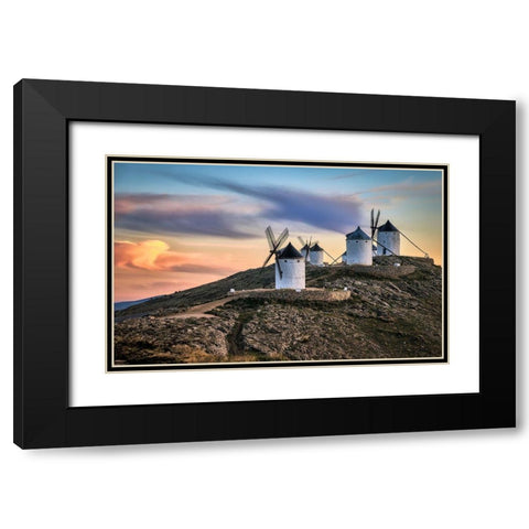 Molinos Al Viento Black Modern Wood Framed Art Print with Double Matting by Luis Seco, Juan