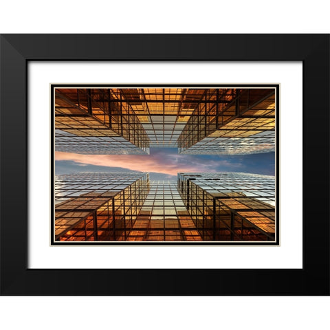 Golden Mirrors Black Modern Wood Framed Art Print with Double Matting by Massetti, Fabrizio