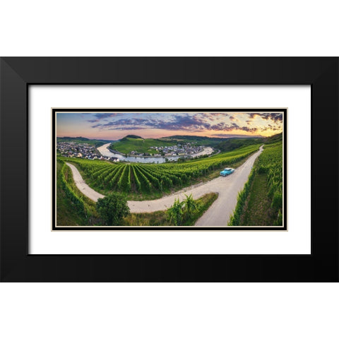 Hamm / Konz - Moselschleife With Chevy Bel Air Black Modern Wood Framed Art Print with Double Matting by Claude Castor, Jean