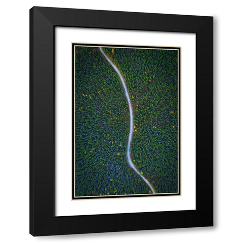 Silent Creek Black Modern Wood Framed Art Print with Double Matting by Zheng, Michael