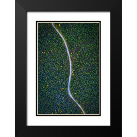 Silent Creek Black Modern Wood Framed Art Print with Double Matting by Zheng, Michael