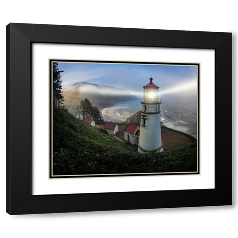Heceta Head Lighthouse Black Modern Wood Framed Art Print with Double Matting by Langager, Ron