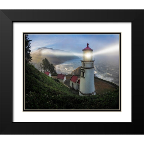 Heceta Head Lighthouse Black Modern Wood Framed Art Print with Double Matting by Langager, Ron