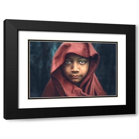The Kind Monk Black Modern Wood Framed Art Print with Double Matting by Rivera, Roberto