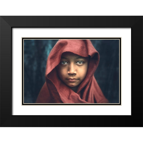 The Kind Monk Black Modern Wood Framed Art Print with Double Matting by Rivera, Roberto