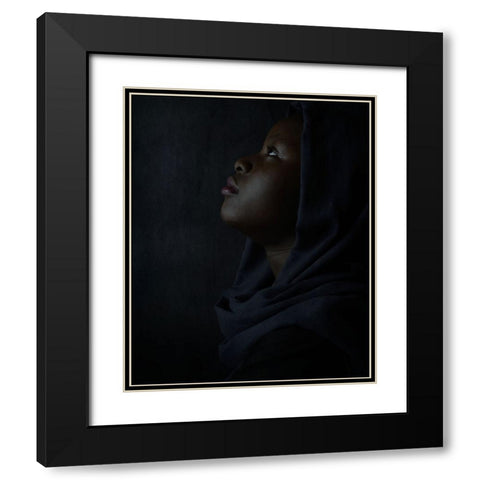 Meditation Black Modern Wood Framed Art Print with Double Matting by Node18