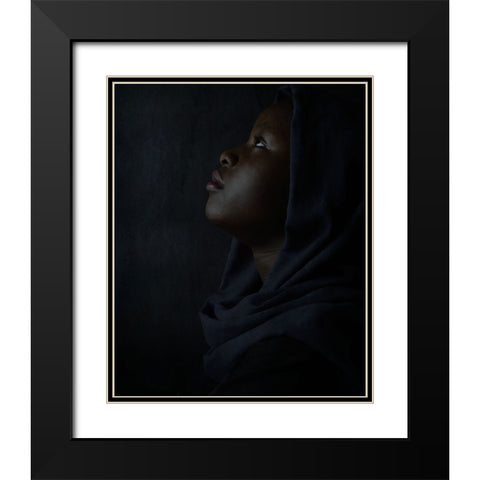 Meditation Black Modern Wood Framed Art Print with Double Matting by Node18