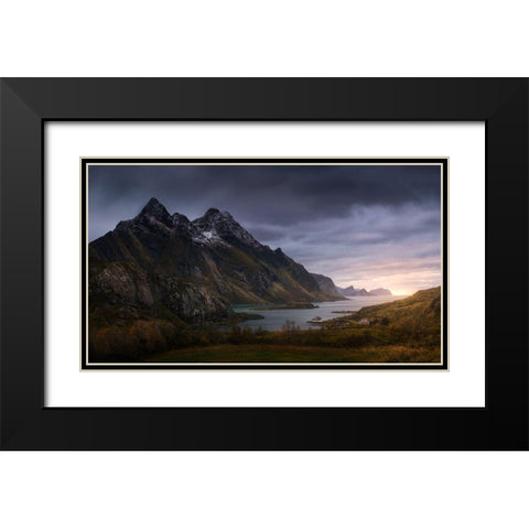 The Fjord Black Modern Wood Framed Art Print with Double Matting by Mathur, Sandeep