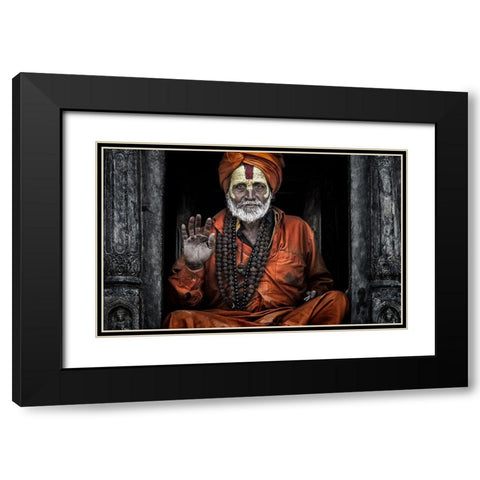 At The Pashupatinath Temple - Kathmandu Black Modern Wood Framed Art Print with Double Matting by Inazio Kuesta, Joxe