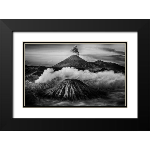 Mt Bromo Black Modern Wood Framed Art Print with Double Matting by Muliani Hartojo, Angela