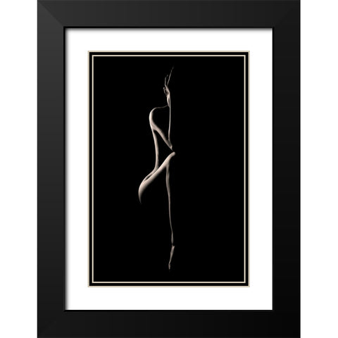 Bodyscape: Crouch Black Modern Wood Framed Art Print with Double Matting by Sungkono, Heru