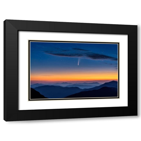 Comet Neowise Black Modern Wood Framed Art Print with Double Matting by Zhu, Hua