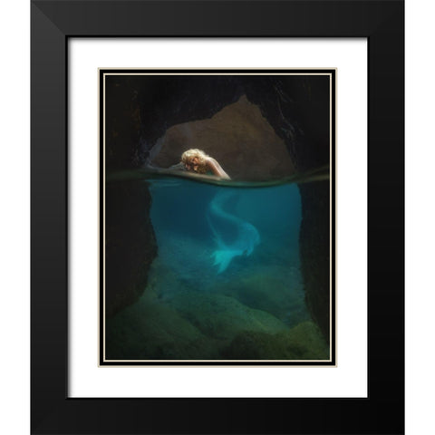 The Rest Of The Mermaid Black Modern Wood Framed Art Print with Double Matting by Lazzarotti, Paolo