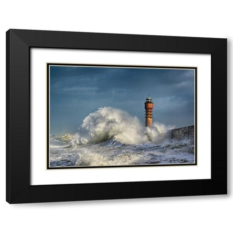 La Puissance Des Vagues Black Modern Wood Framed Art Print with Double Matting by Pecqueux, Stephane